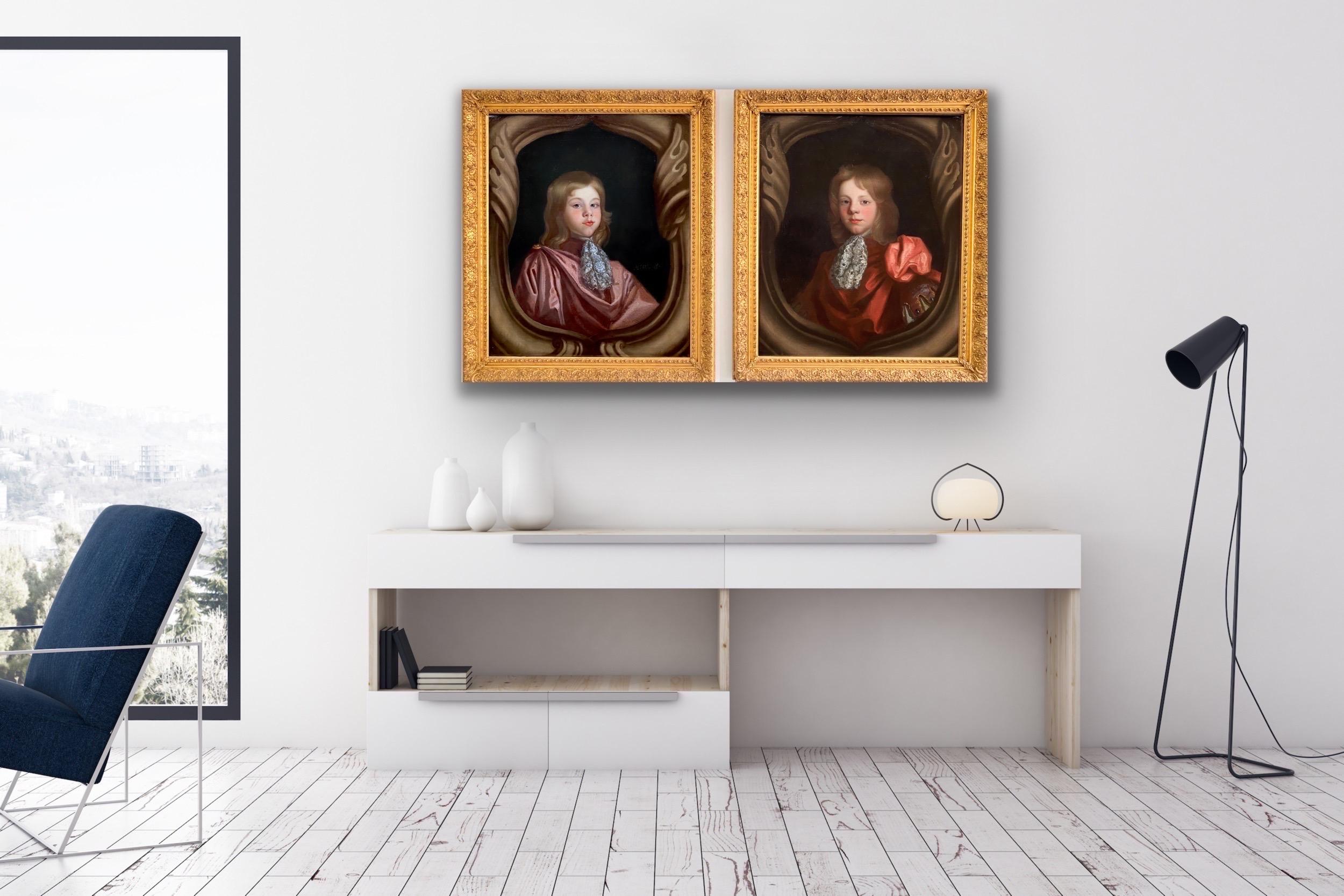 Pair of 17th century British Portraits of the brothers Baronet Stapleton English 10