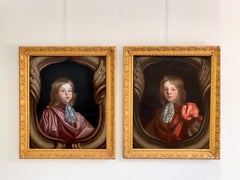 Pair of 17th century British Portraits of the brothers Baronet Stapleton English