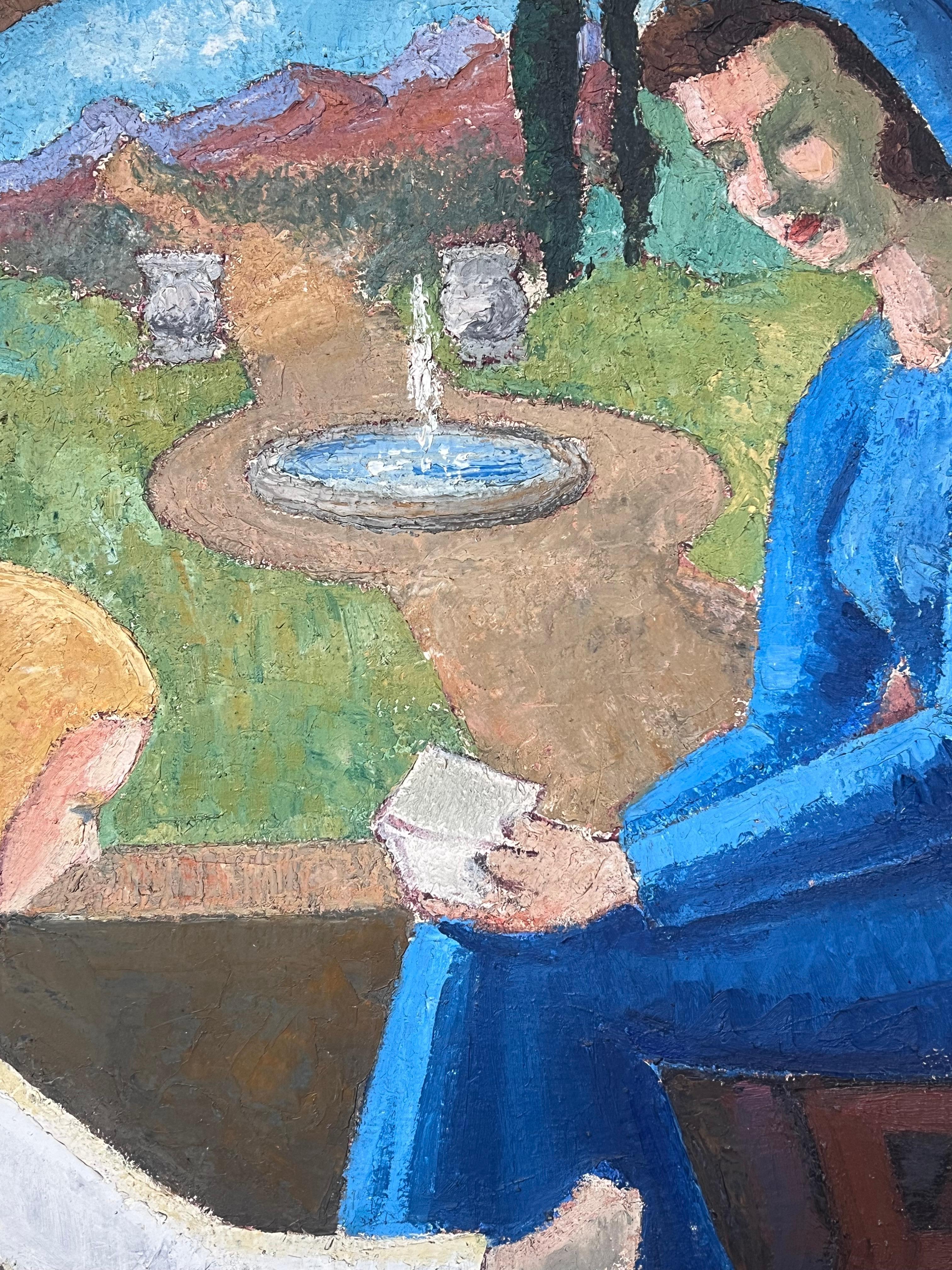 Große 1920er Jahre Französisch Nabis Schule Ölgemälde The Annunciation Maria & Engel im Angebot 2