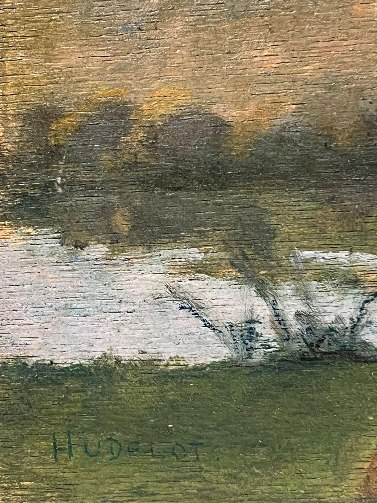 Pescatore contemplativo vicino al fiume Pittura a olio dell'inizio del XX secolo Impressionista francese - Painting Postimpressionismo di circle of Max Luce
