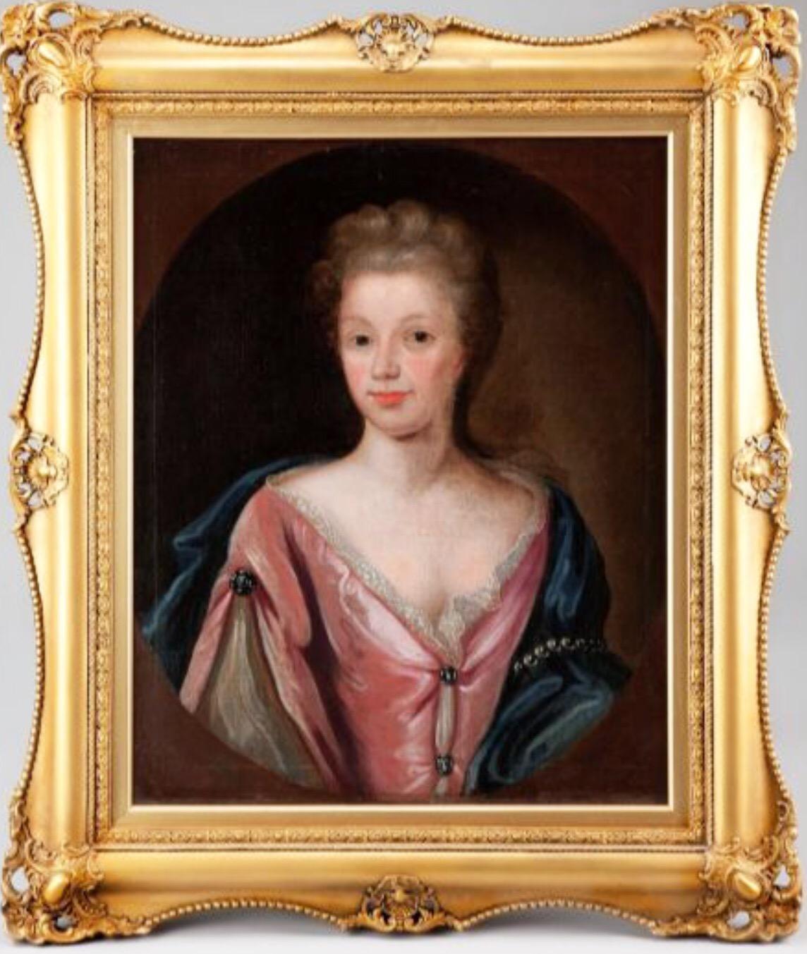 (Circle of) Michael Dahl Figurative Painting - 18thc Oil Portrait Of An Aristocratic Lady