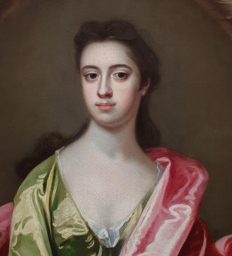 Portrait of a Lady in a Green Dress c.1710 Antique Oil Painting; Michael Dahl For Sale 1