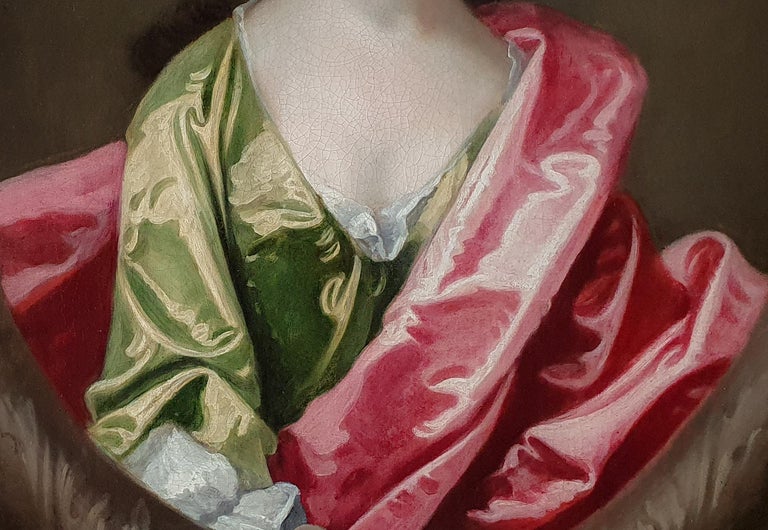 Portrait of a Lady in a Green Dress c.1710 Antique Oil Painting; Michael Dahl For Sale 3