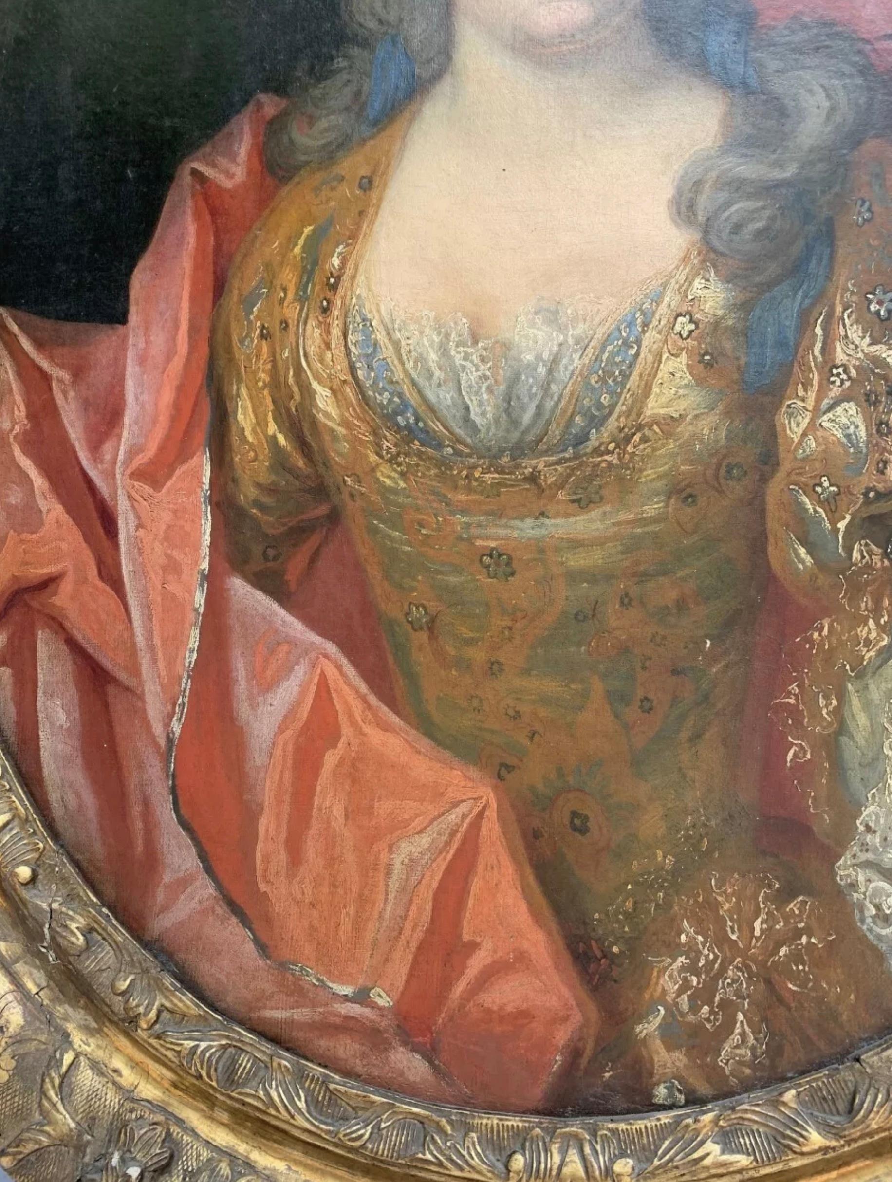Kreis um Nicolas de Largillière 1656 -1746 Porträt einer adligen Dame (Barock) im Angebot