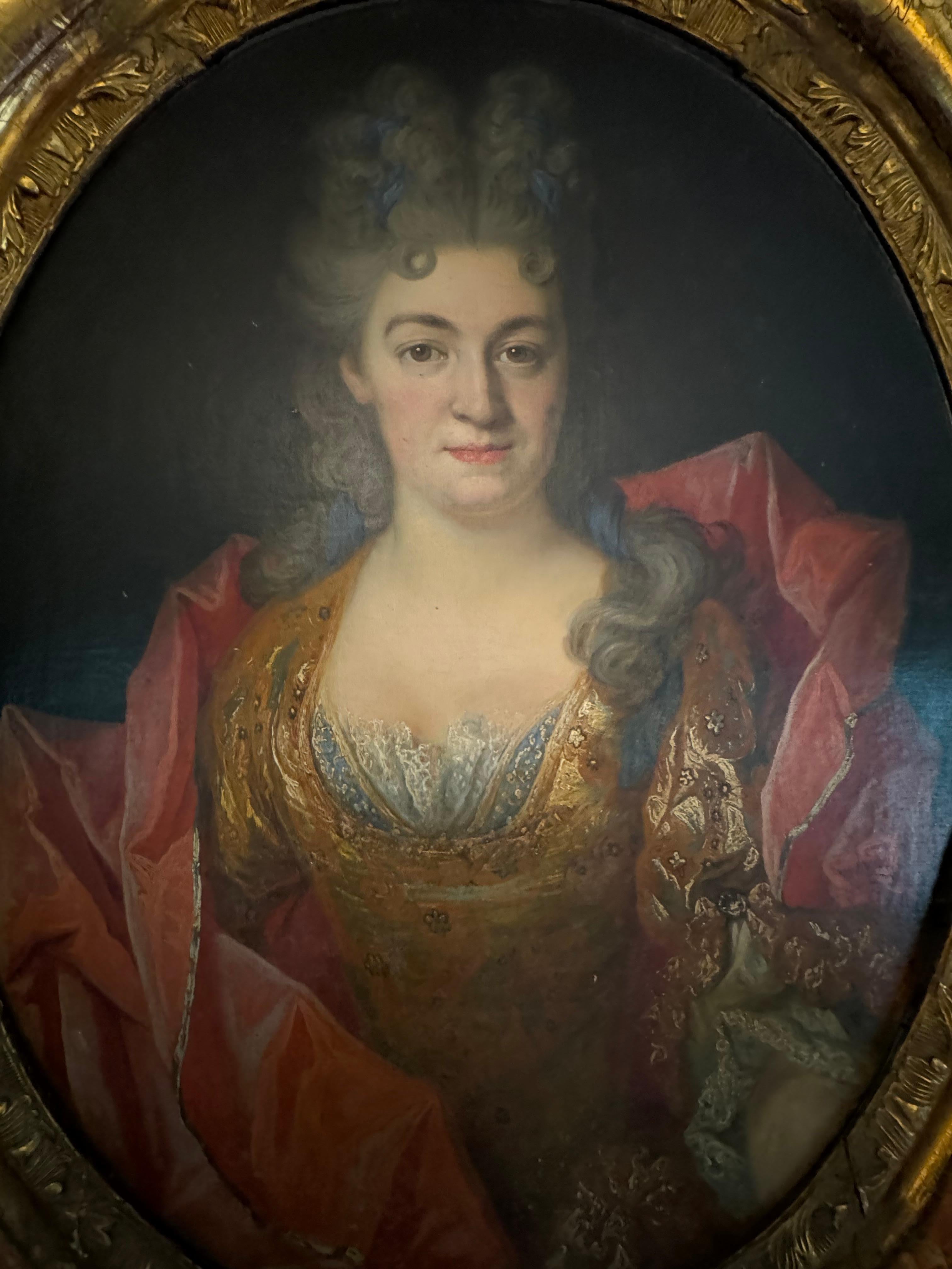 Kreis um Nicolas de Largillière 1656 -1746 Porträt einer adligen Dame (17. Jahrhundert) im Angebot