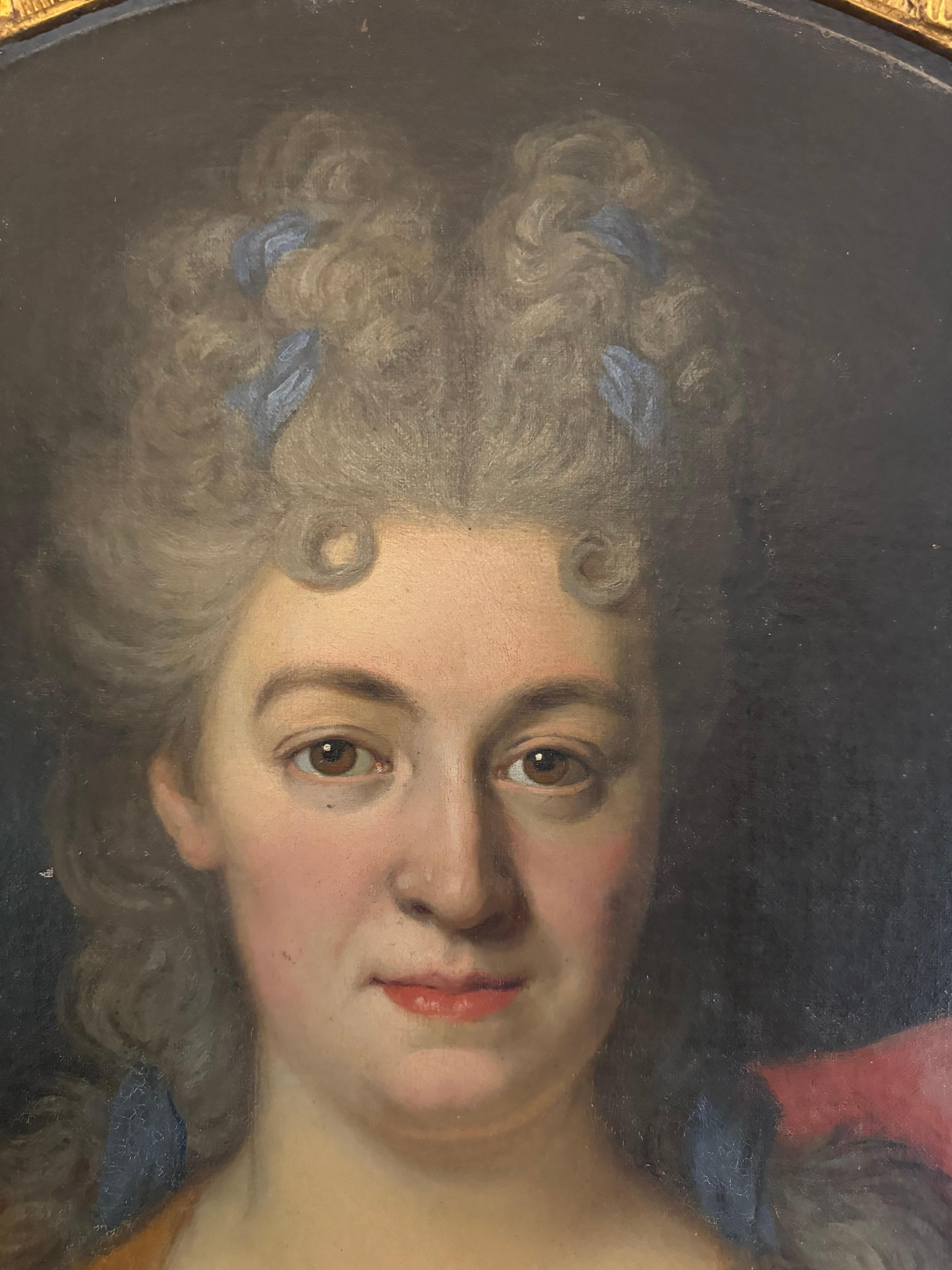Kreis um Nicolas de Largillière 1656 -1746 Porträt einer adligen Dame (Leinwand) im Angebot