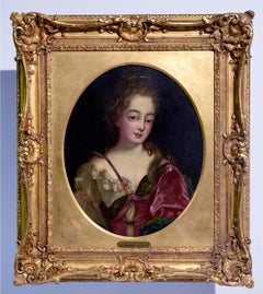 "Mme de Noirmont", Portrait à l'huile sur toile, circa 18e siècle