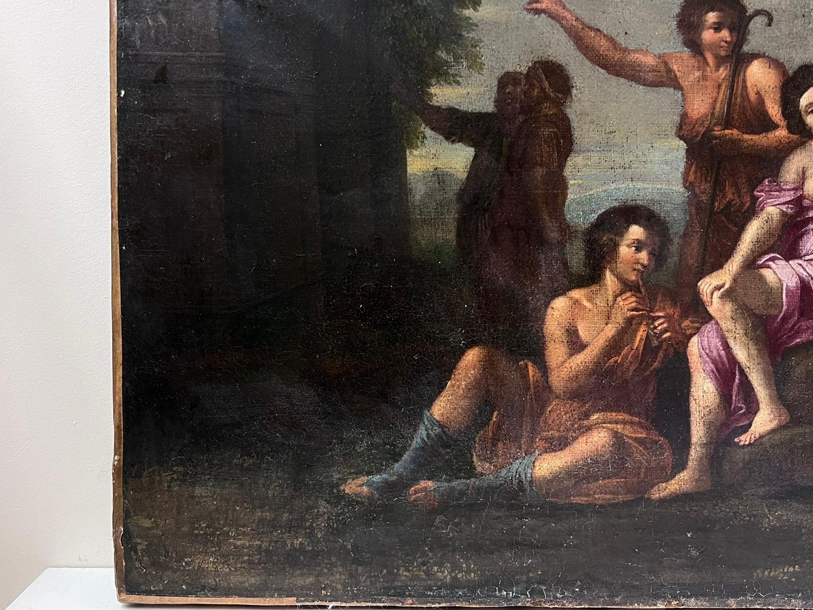 Peinture à l'huile de style Old Master français du 17e siècle Figures semi-nues en robe classique - Painting de circle of Nicolas Poussin