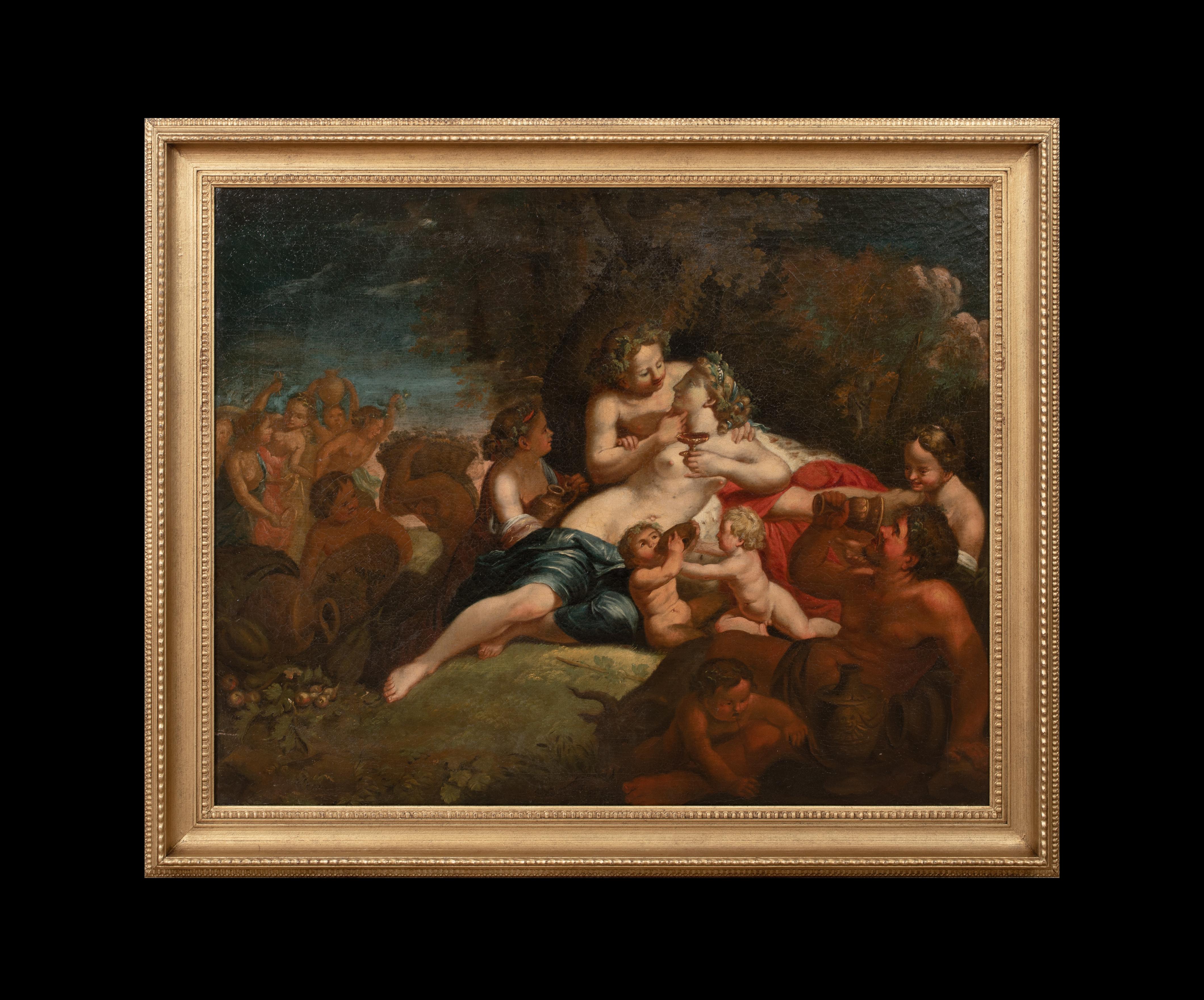 Bacchus und Ariadne, 17. Jahrhundert  Schule von Nicolas POUSSIN (1594-1665) – Painting von (Circle of) Nicolas Poussin