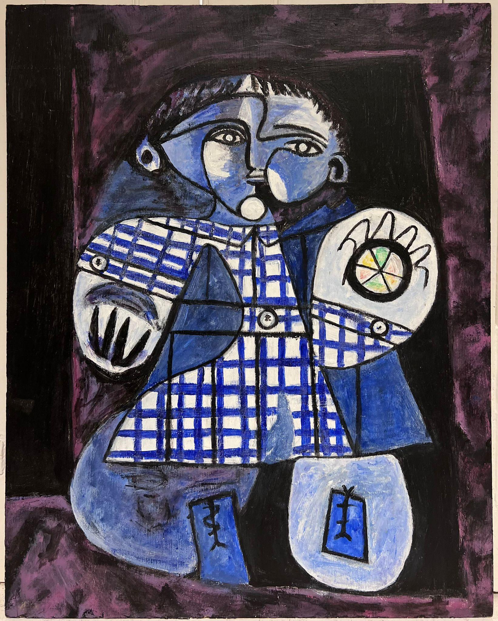 20th Century French Abstract Portrait of Child Circle of Picasso style - Painting by circle of Pablo Picasso