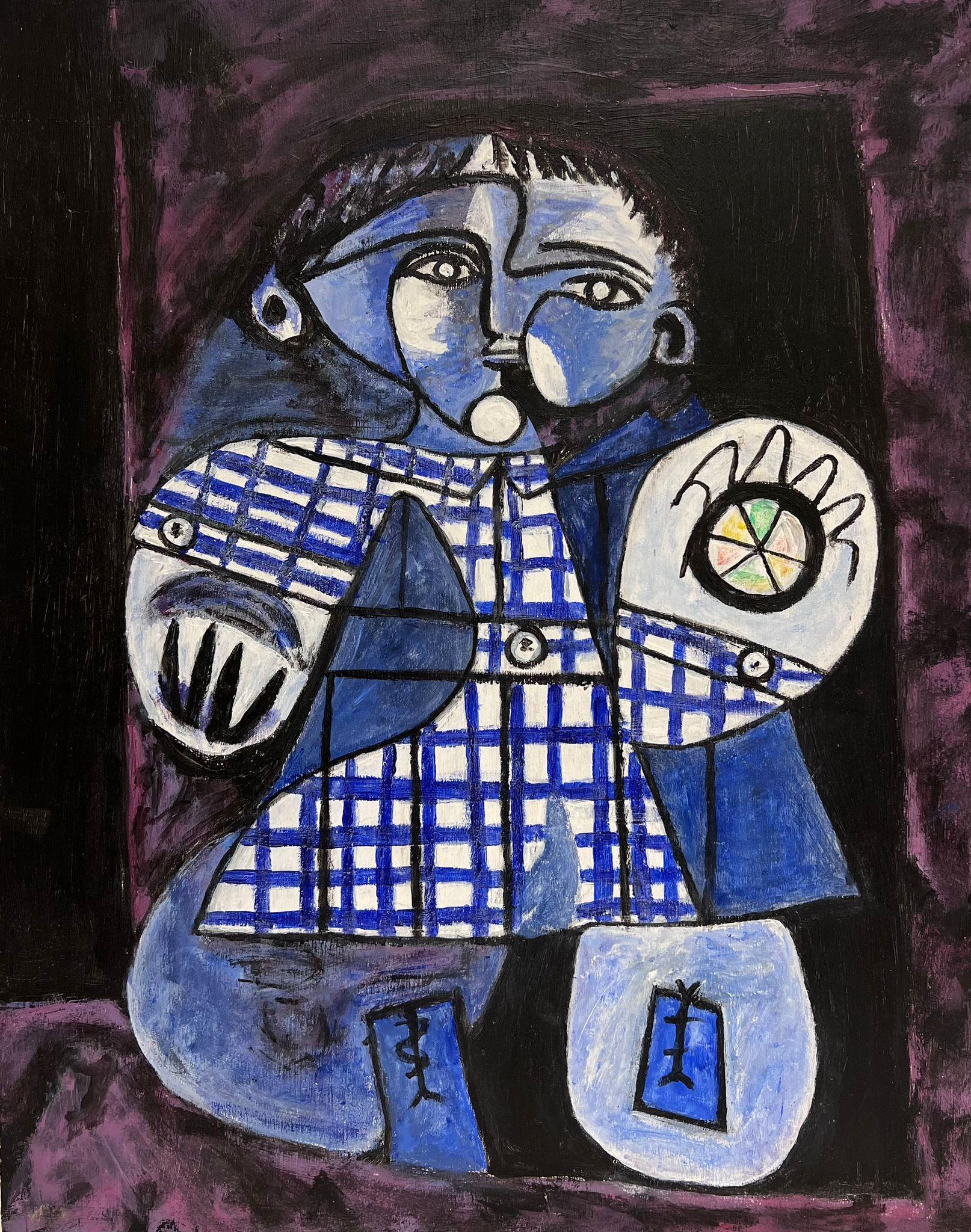 circle of Pablo Picasso Figurative Painting - 20th Century French Abstract Portrait of Child Circle of Picasso style