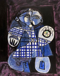 20th Century French Abstract Portrait of Child Circle of Picasso style