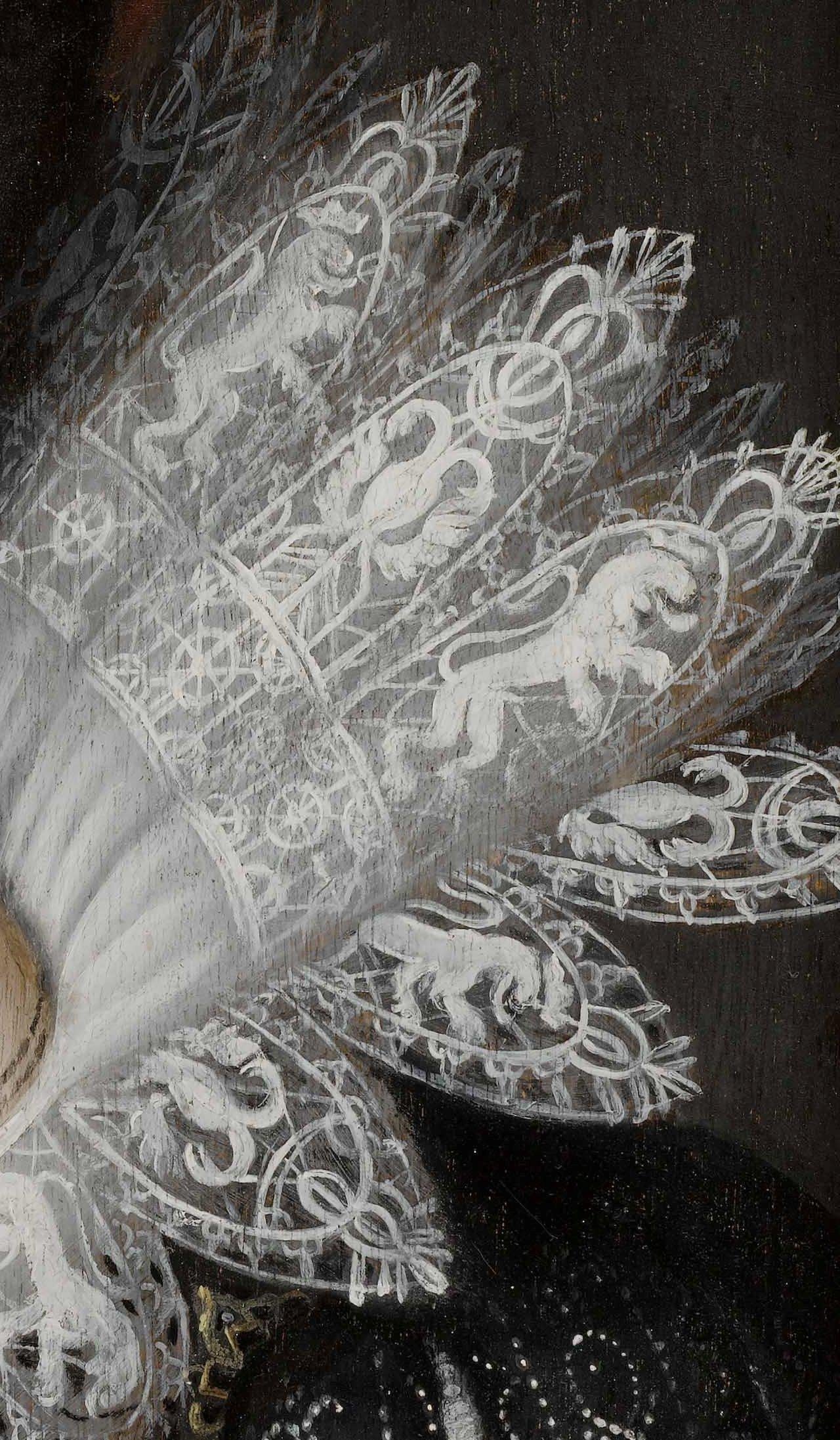 Portrait d'une dame avec un col en dentelle. - École flamande Painting par Circle of Paul van Somer 