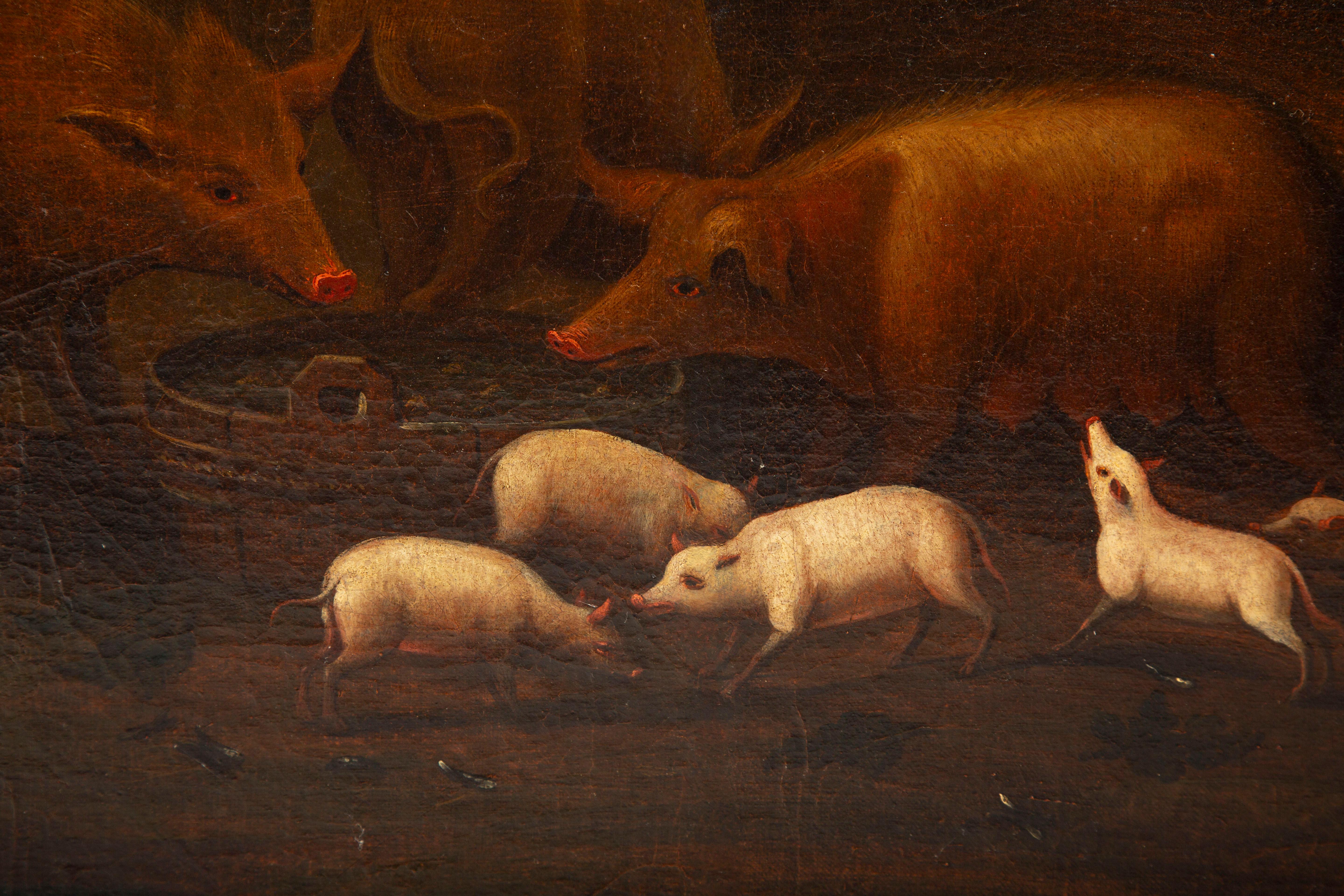 Der Kreis des Paulus Potter, Die Freude der Schweine, 17. Jahrhundert Niederländisches Goldenes Zeitalter im Zustand „Gut“ im Angebot in New York, NY