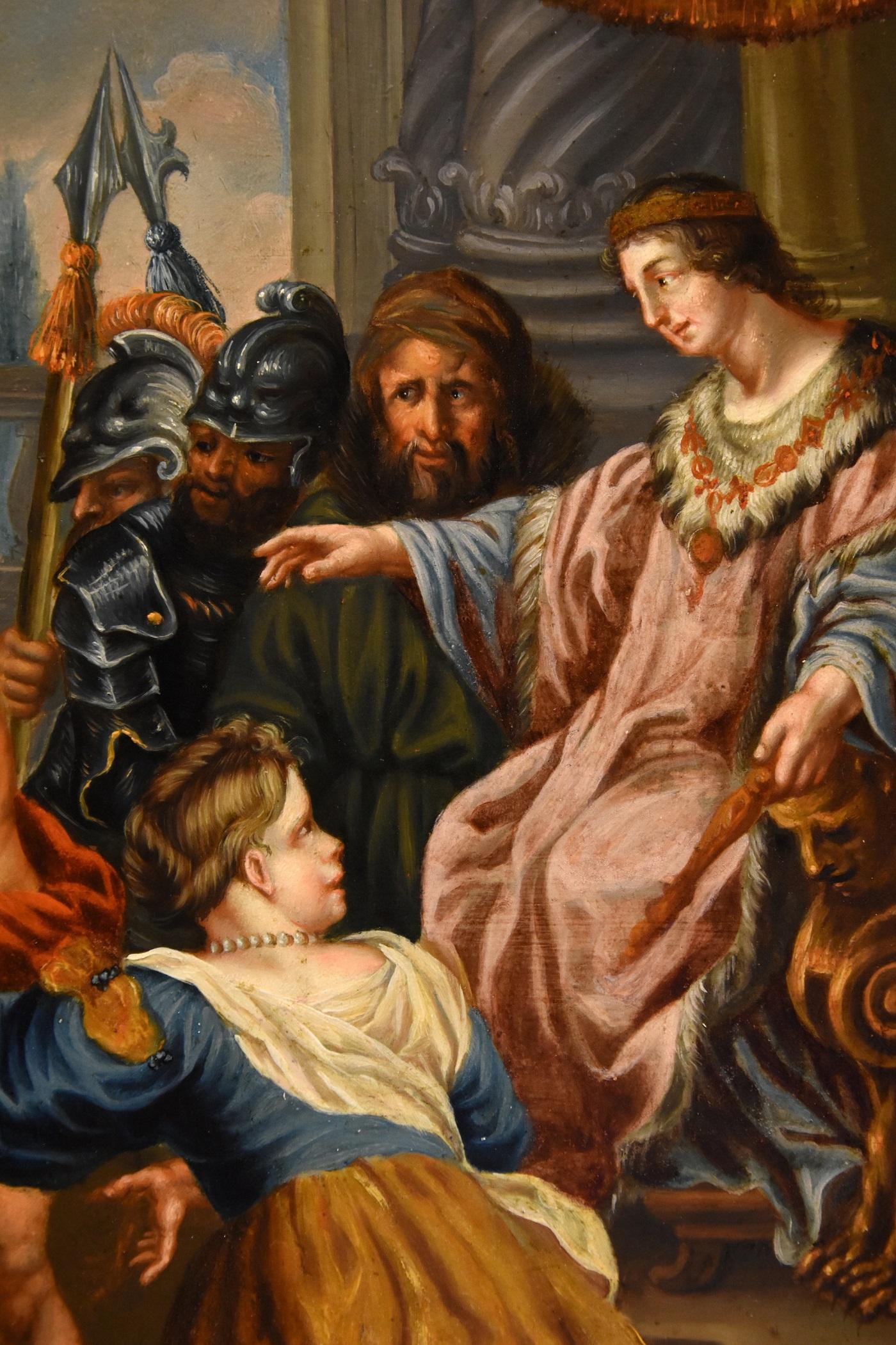 King Solomon Rubens Paint Oil on copper 17th Century Old master Flemish Art For Sale 5