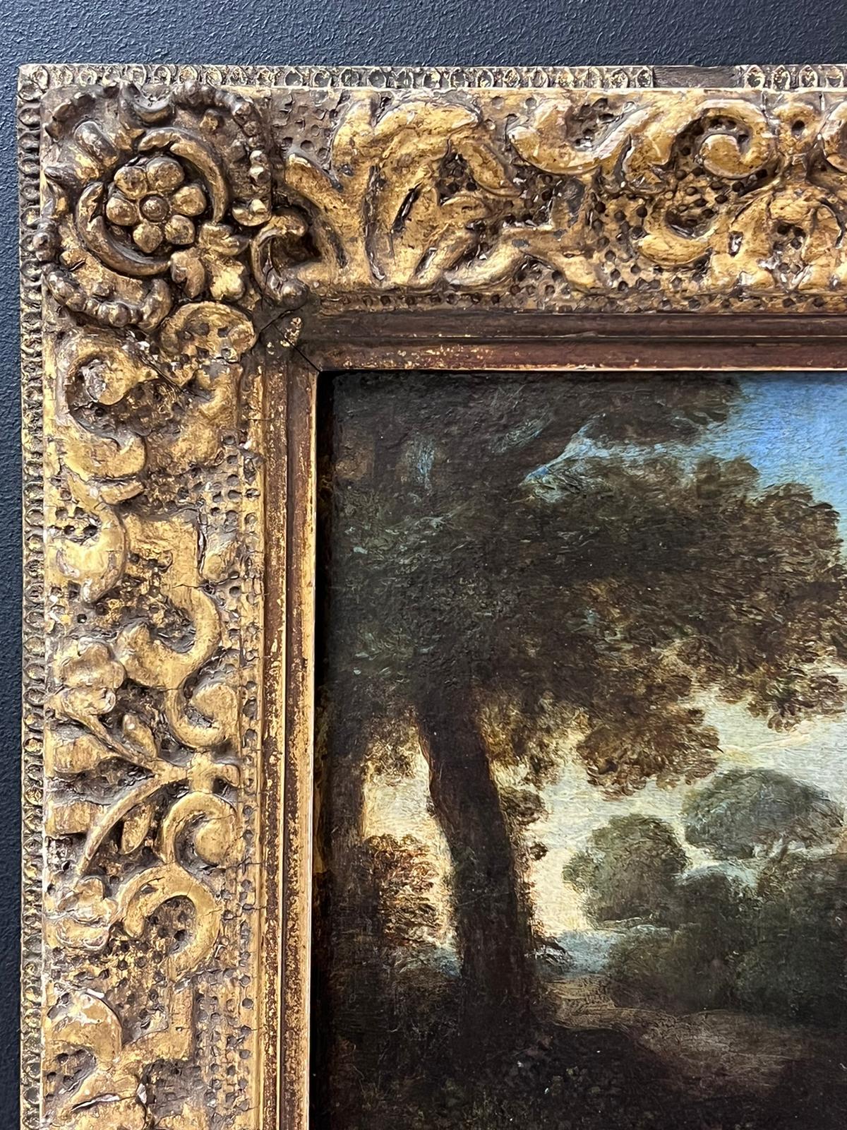 Fino óleo sobre tabla de un viejo maestro italiano del siglo XVII San John y Cristo en un paisaje 6