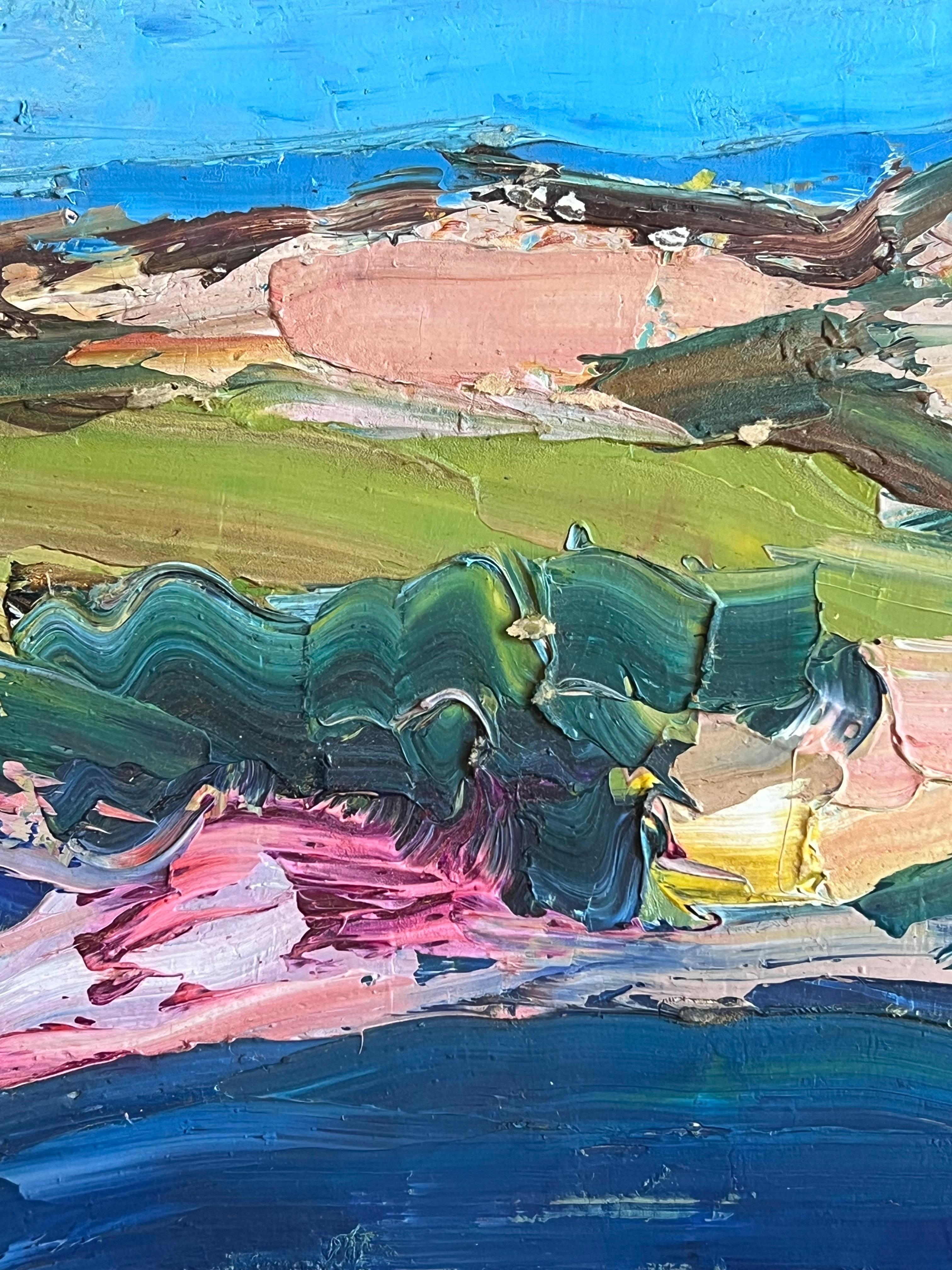 Mid 20th Century South of France Thickly Painted Landscape Oil Painting For Sale 1