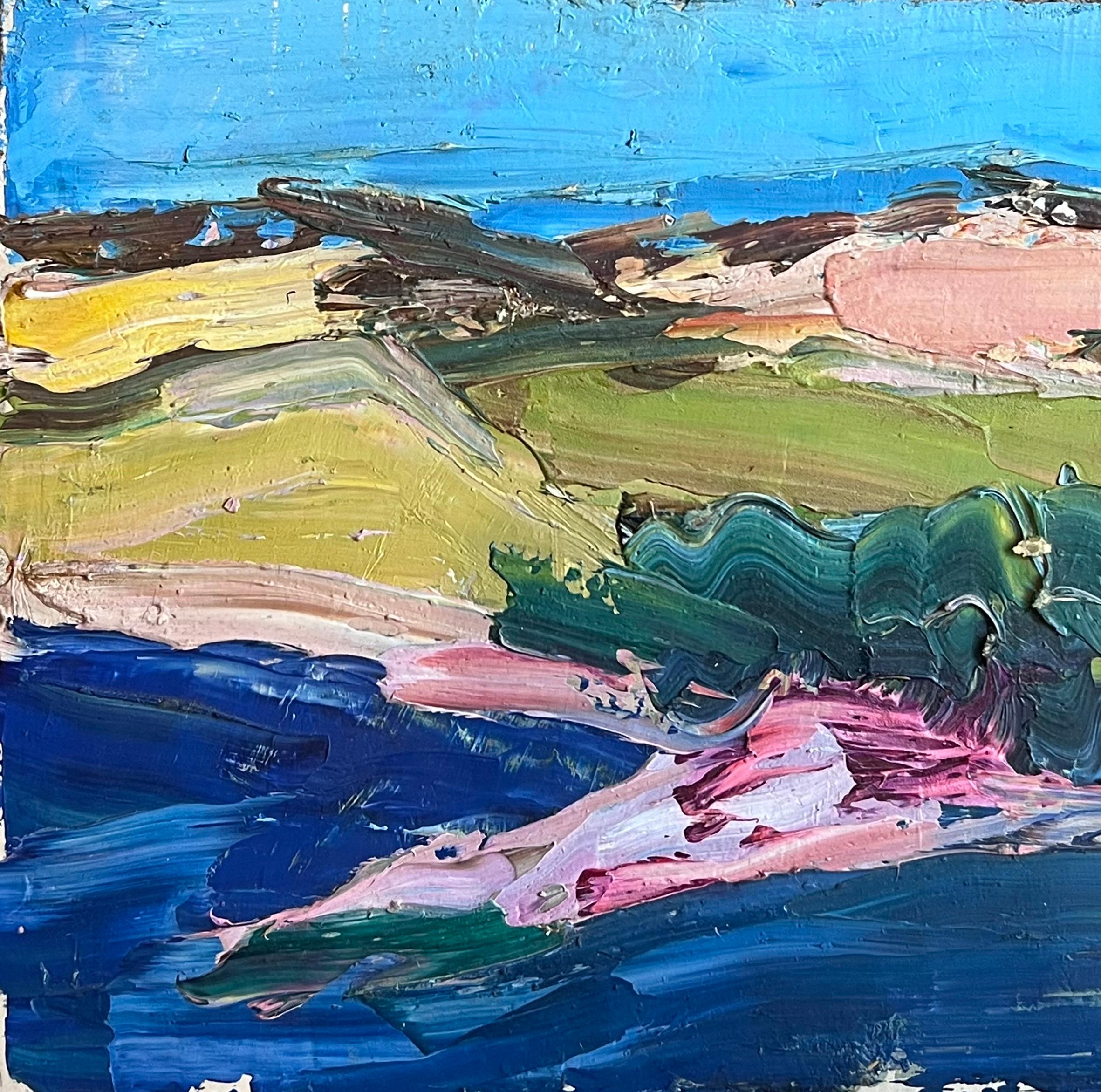 Mid 20th Century South of France Thickly Painted Landscape Oil Painting For Sale 2