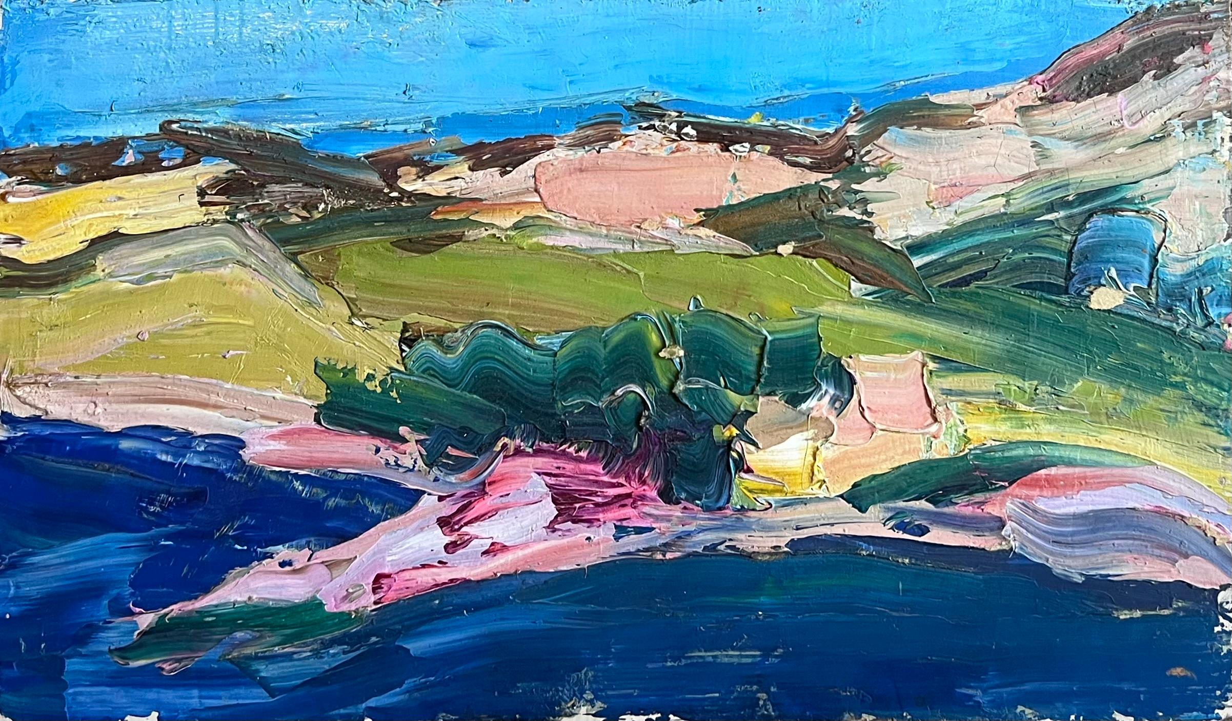 circle of Pierre Ambrogiani Landscape Painting - Mid 20th Century South of France Thickly Painted Landscape Oil Painting