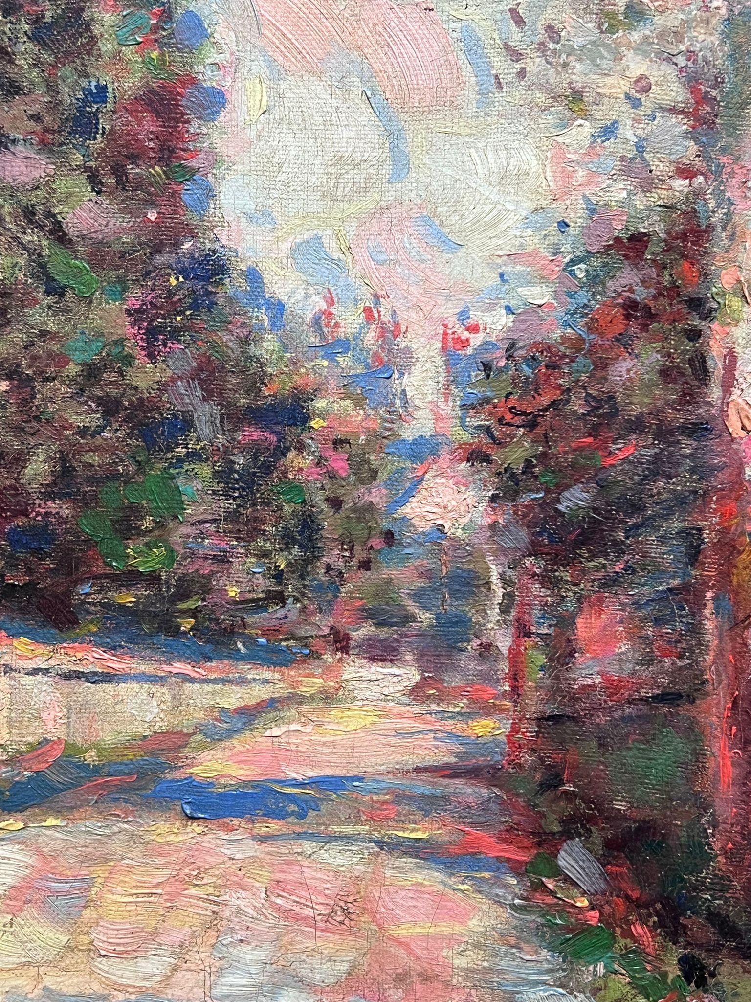 The Village Lane's
Französischer Impressionist, um 1900er Jahre
Der Umkreis von Pierre-Auguste Renoir (1841-1919)
Öl auf Leinwand, ungerahmt
Leinwand: 13 x 16 Zoll
Provenienz: Privatsammlung, Frankreich
Zustand: ehemalige Reparaturen, aber in sehr