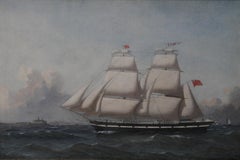 Sailship in Full Rig - British Victorian nautical seascape marine oil painting