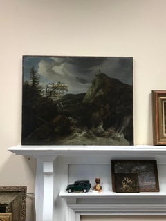 Fino Cuadro Barroco Italiano del Siglo XVII Antiguo Maestro Cascadas en Paisaje