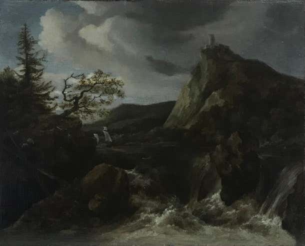 Baroko Fine 17th Century Italian Baroque Old Master Painting Waterfalls in ...