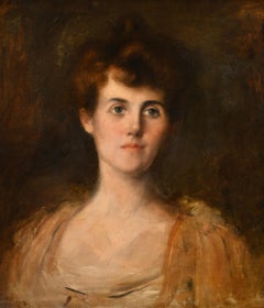 Fine peinture à l'huile britannique du portrait édouardien d'une femme des années 1900 sur toile