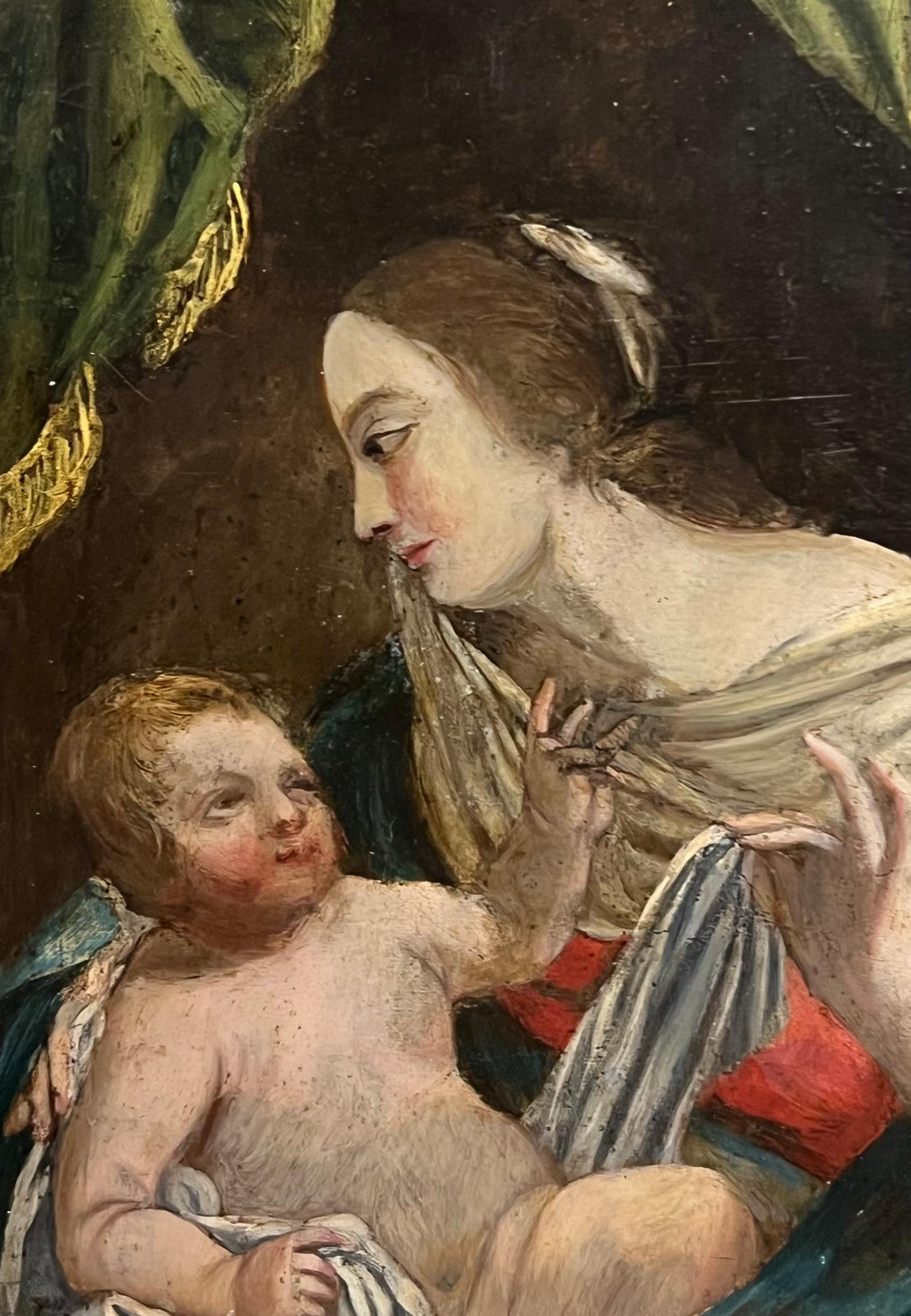 Madonna & Child
French Old Master, XVII secolo
circolo di Simon Vouet (francese, 1590-164)
olio su rame, senza cornice
Rame: 9 x 7 pollici
Provenienza: collezione privata, Lione, Francia
Condit: ottime condizioni per la sua vasta età

Descrizione: