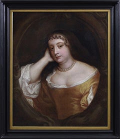 Antique 17th Century portrait oil painting of a lady
