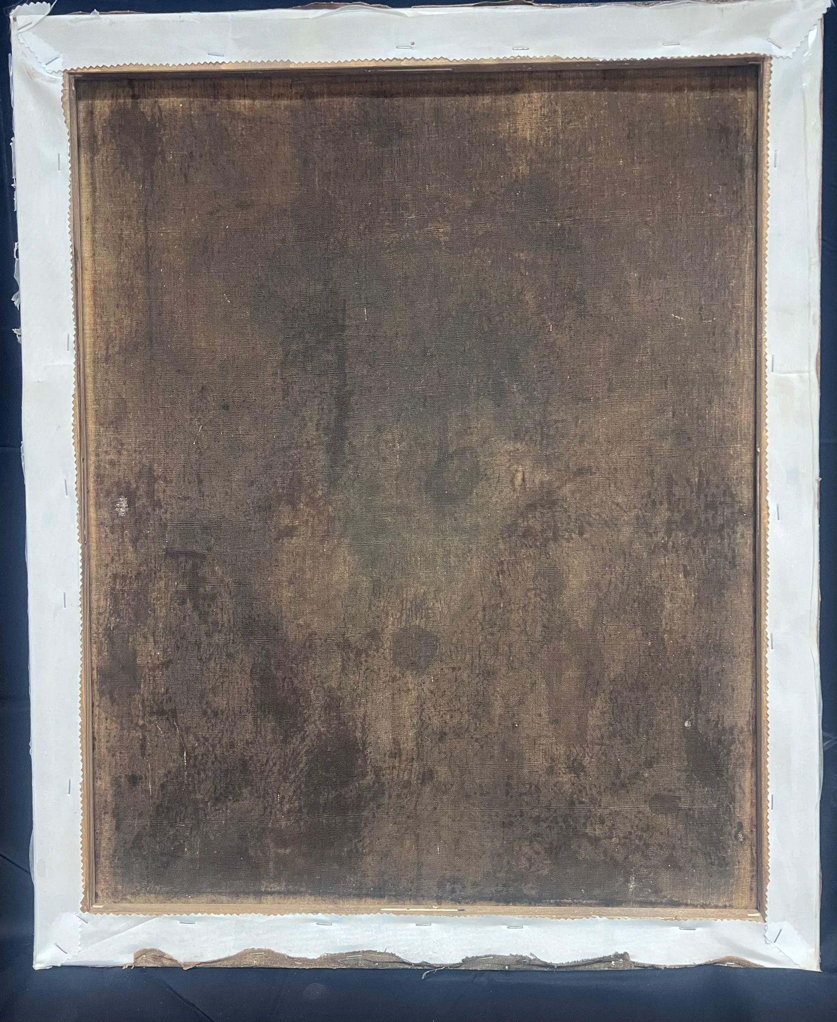 Grande dipinto a olio inglese del XVIII secolo Ritratto di signora aristocratica in blu in vendita 5
