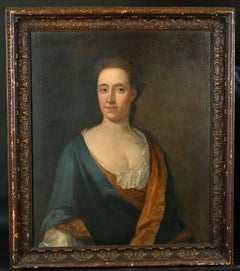 Portrait britannique du 18ème siècle d'une dame aristocrate, grande peinture à l'huile