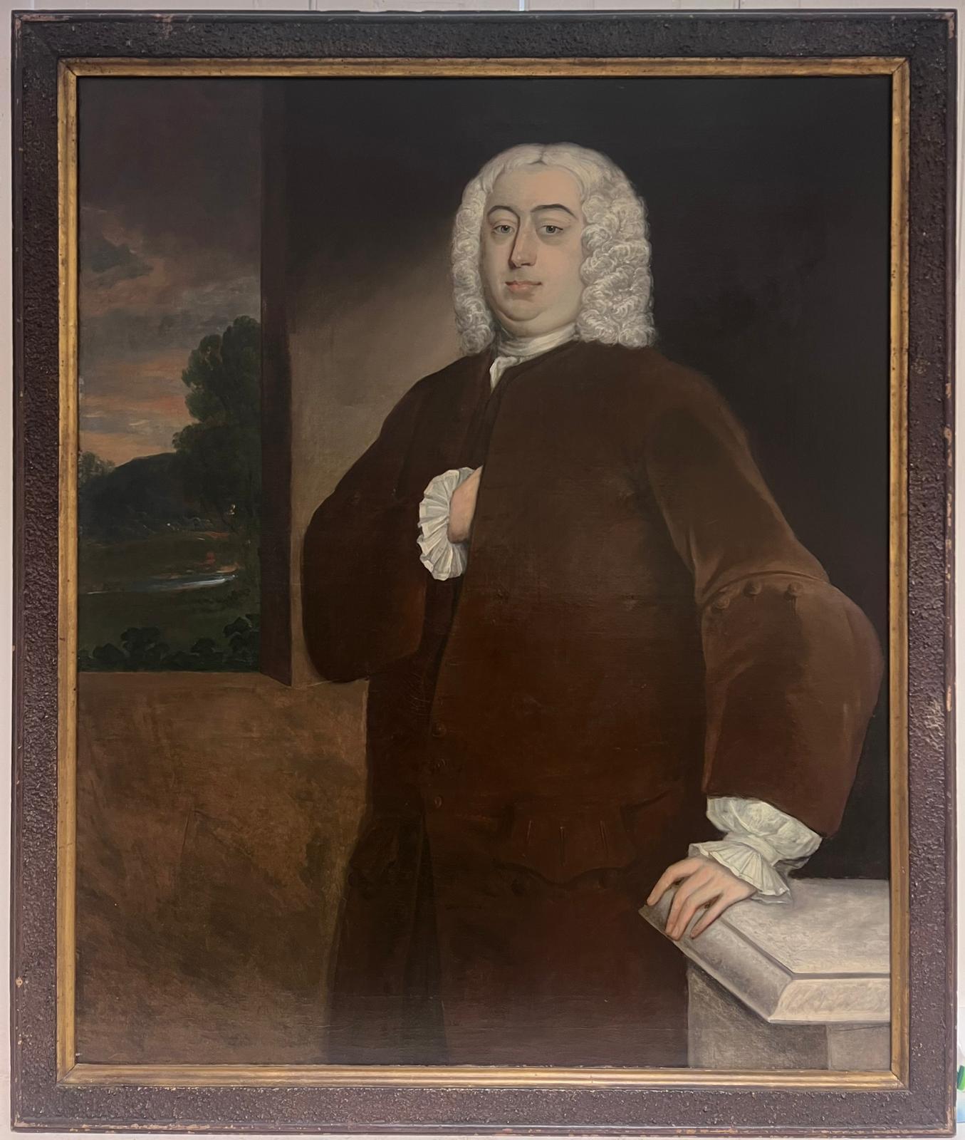 Portrait d'un gentilhomme aristocrate anglais du 18e siècle Grande peinture à l'huile - Painting de Circle of Thomas Hudson (1701-1779) 