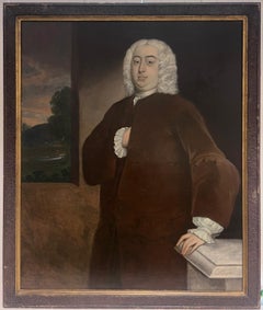 Fine 18th Century English Portrait of Aristocratic Gentleman Huge Oil Painting
