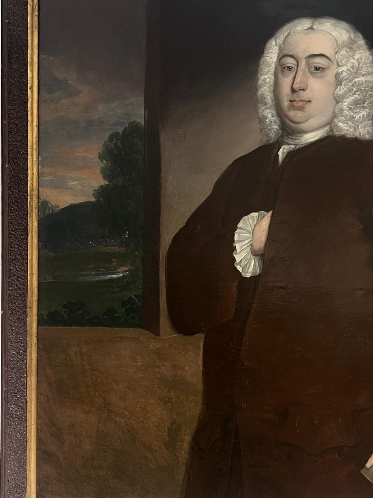 Portrait d'un gentilhomme aristocrate anglais du 18e siècle Grande peinture à l'huile - Maîtres anciens Painting par Circle of Thomas Hudson (1701-1779) 