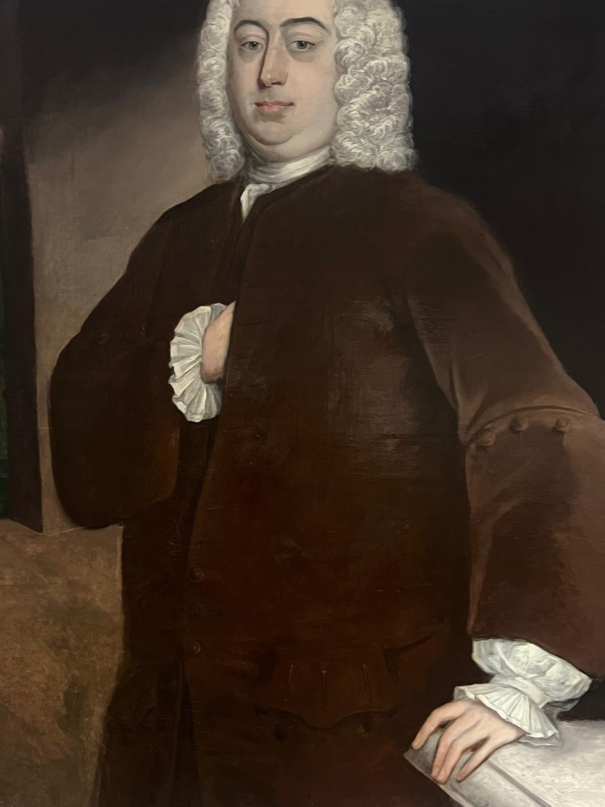 Portrait d'un gentilhomme aristocrate anglais du 18e siècle Grande peinture à l'huile en vente 1