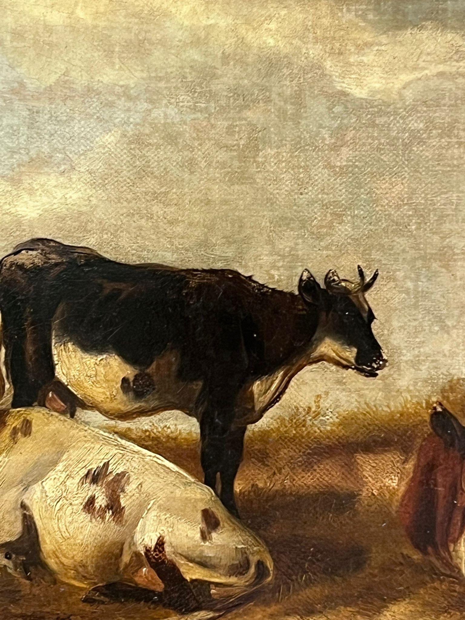 Pascoli tranquilli
Inglese, metà del XIX secolo
Cerchio di Thomas Sidney Cooper (1803-1902)
olio su tela, incorniciato
incorniciato: 14 x 18 pollici
tela: 10 x 14 pollici
provenienza: collezione privata, Inghilterra
condizioni: ottime e solide