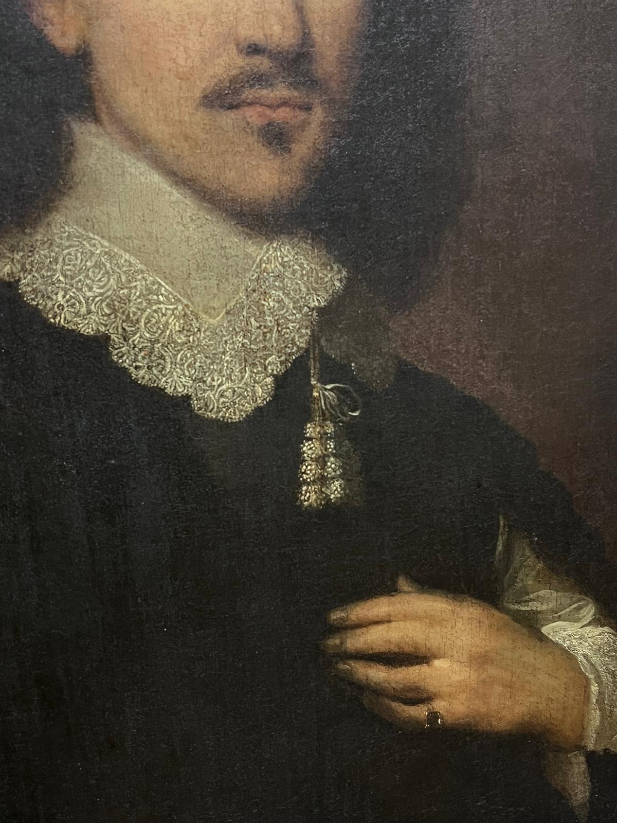 Portrait of a Gentleman wearing white lace trim collar
Flemish School, circa 1630's
circle of Anthony van Dyck (Flemish 1599-1641)
oil on canvas, unframed
Canvas: 30.5 x 25 inches
Provenance: Private collection, France
Condition: overall very good