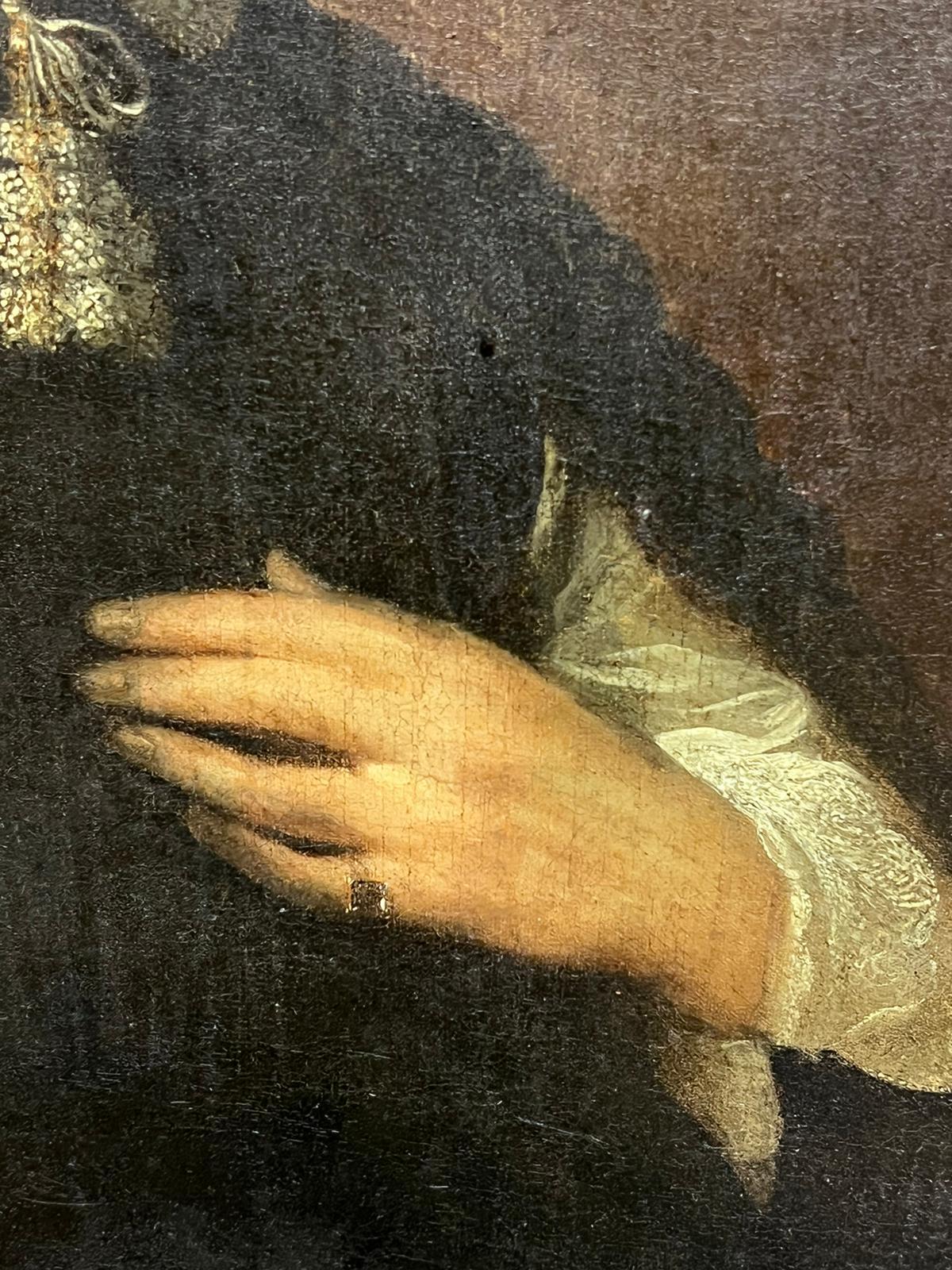 Early 17th Century Flemish Portrait of Man in White Lace Collar Oil Painting For Sale 1