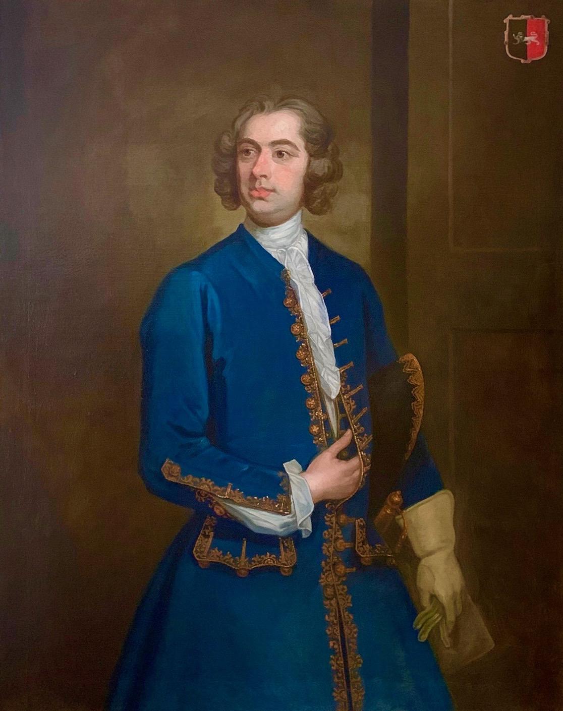 (Circle of) William Hogarth Portrait Painting - 18th Century English Portrait of John Neale of Allesley Park in a Blue Coat