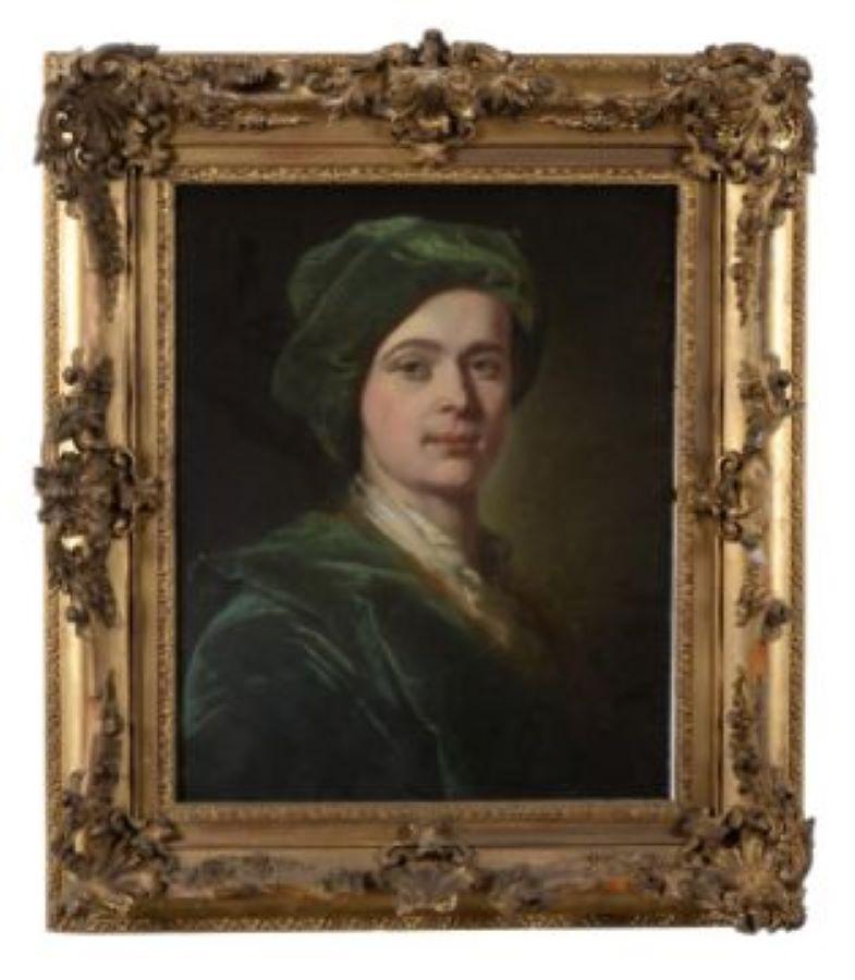 Early 18th Century English Portrait of a Gentleman in Green Velvet - Old Masters Painting by (Circle of) William Hogarth