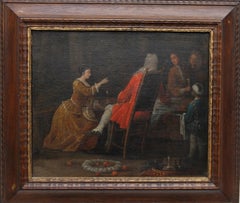 The Serving - British Old Master 18th century oil painting historical interior