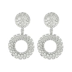 Circle Pave Fashion Diamond Earrings with Brilliant Cut Diamonds in White Gold