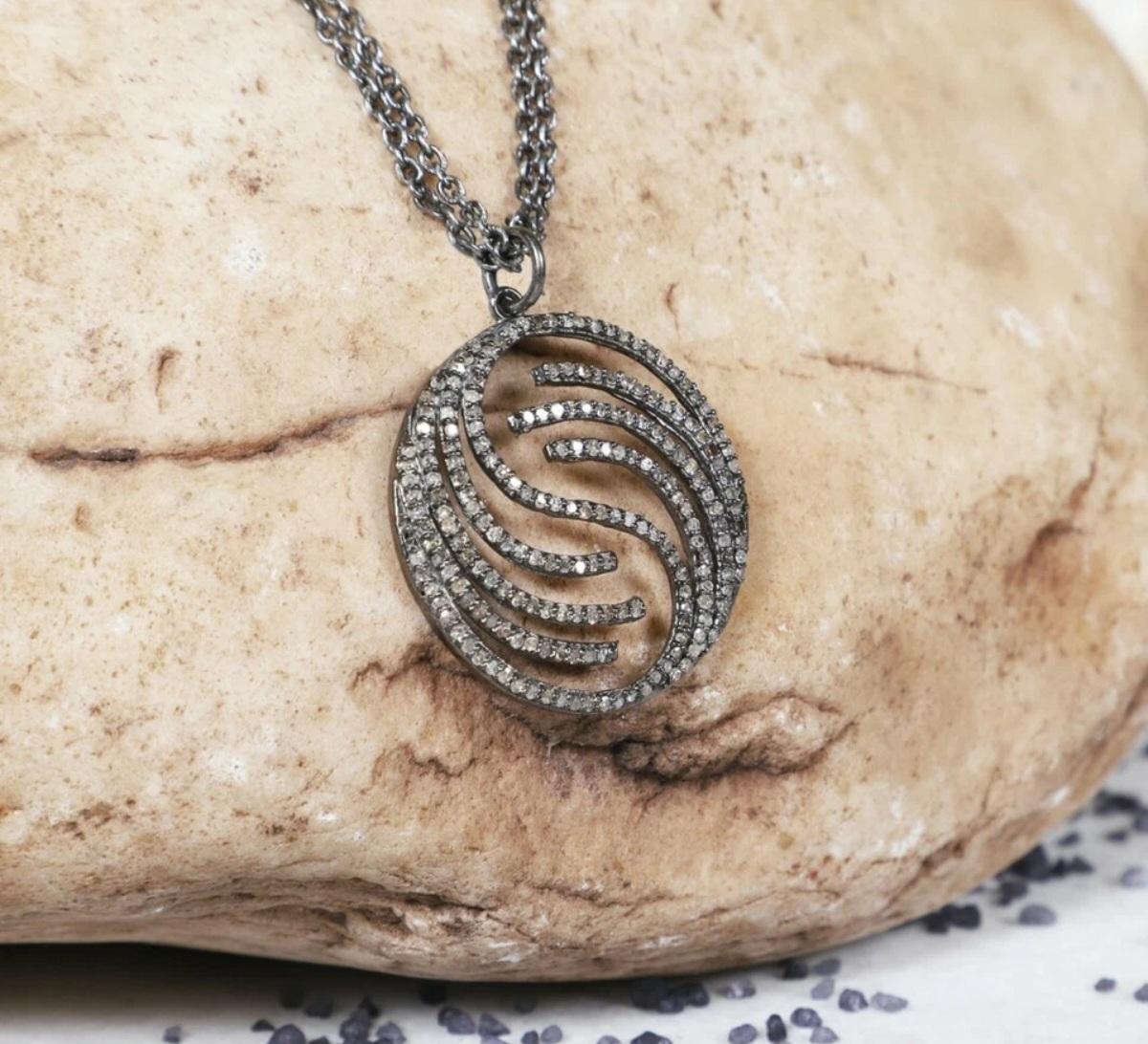 Round Cut Circle Pendant 925 Sterling Silver Diamond Round Fashion Necklace Women Jewelry. For Sale