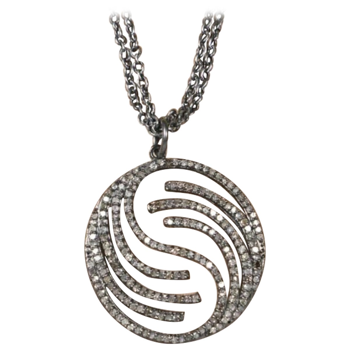 Circle Pendant 925 Sterling Silver Diamond Round Fashion Necklace Women Jewelry.