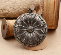 Circle Pendant Pave Diamond 925 Silver Diamond Circle Design Pendant Gift.