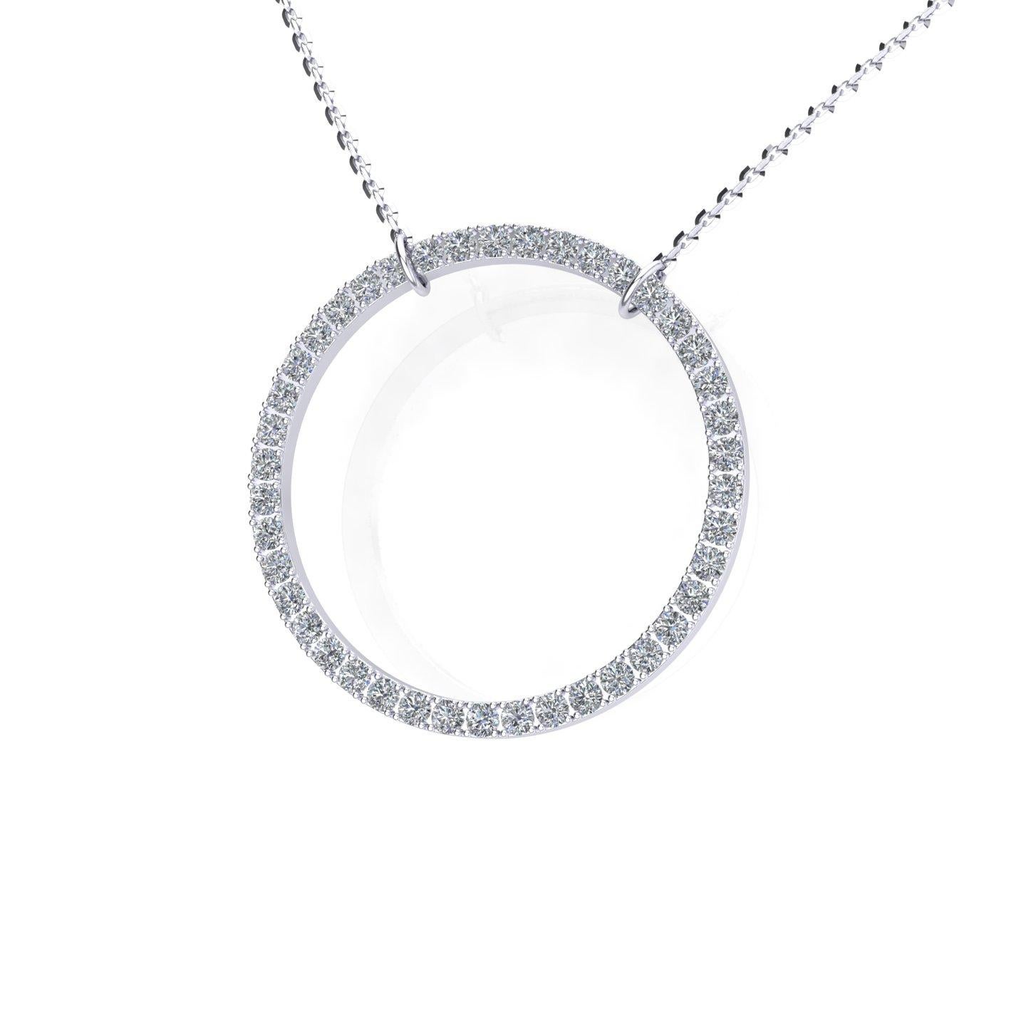 Contemporary Circle Pendant with Natural Diamonds, 18kt Gold, Made in Italy For Sale