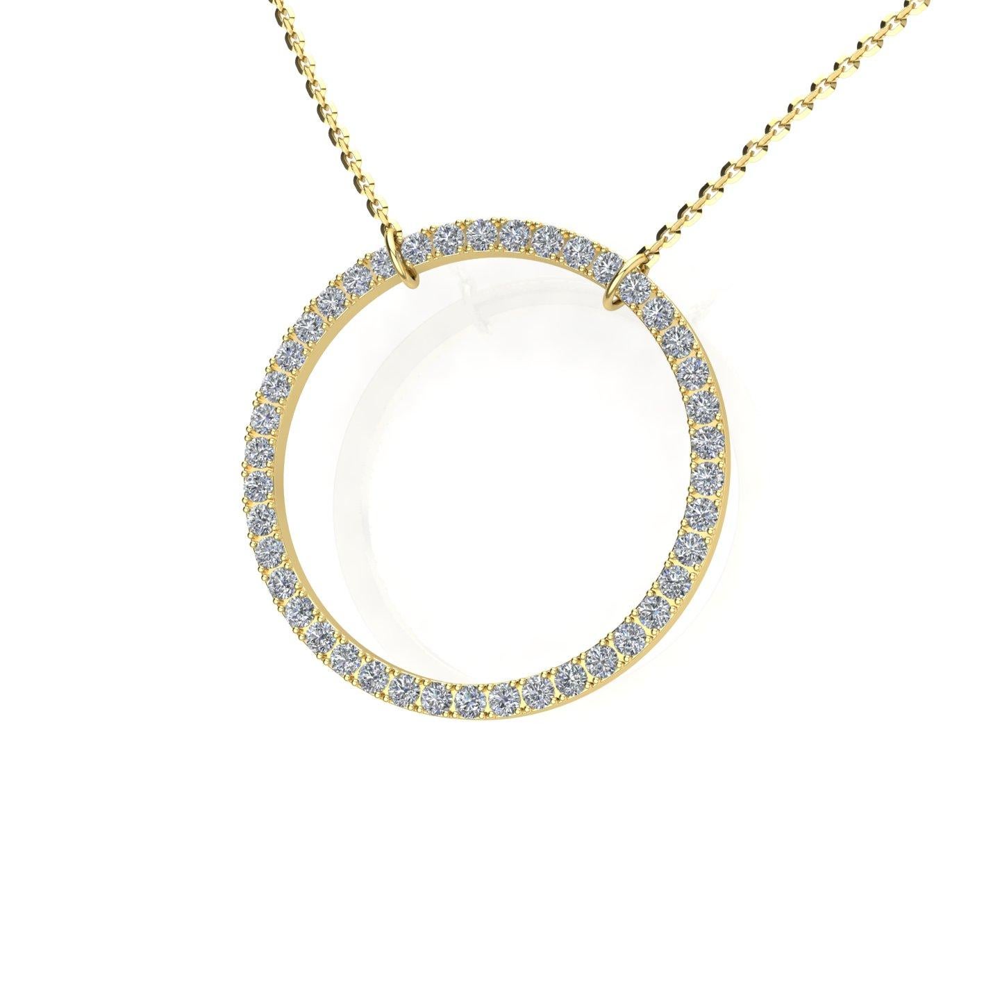 Circle Pendant with Natural Diamonds, 18kt Gold, Made in Italy In New Condition For Sale In Vicenza, VI
