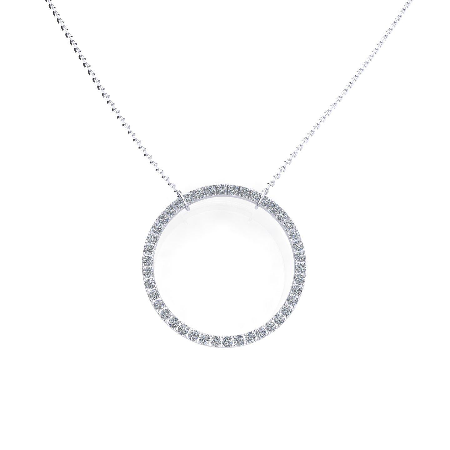 Circle Pendant with Natural Diamonds, 18kt Gold, Made in Italy For Sale