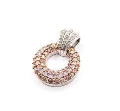 Colgante Círculo de Diamantes Rosa y Blanco en Oro Blanco de 14k